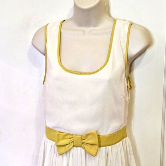 A'reve By Anthropologie Cream & Chartreuse Multicolor Sleeveless Dress,Large,NWT - Picture 5 of 16